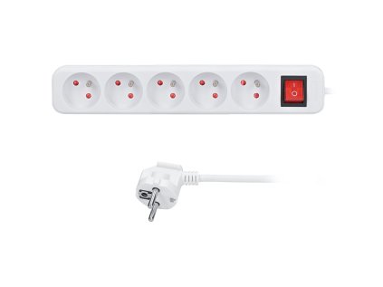 solight prodluzovaci privod 5 zasuvek bily vypinac 2m ien473421