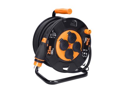 solight prodluzovaci privod na bubnu 4 zasuvky 25m kabel guma neopren 3x 2 5mm2 ip44 ien554816