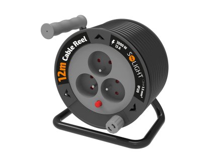 solight prodluzovaci privod na bubnu 12m 3 zasuvky cerny kabel 3x 1 5mm2 ien564532
