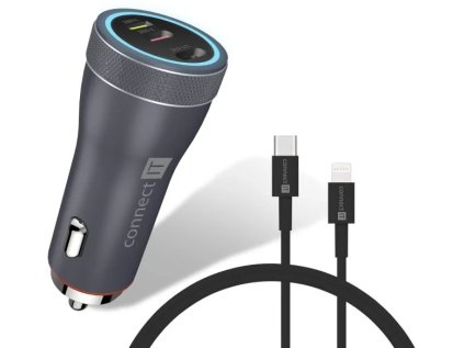 connect it incarz duplex nabijecka do auta 2x usb c 1x lightning antracitova ien550453