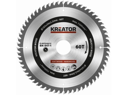 kreator krt020415 pilovy kotouc na drevo 185mm 60t ien495060