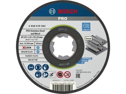 bosch rezaci kotouc pro stainless steel and metal 115 1 6 22 23 mm x lock rovny 2 608 619 362 ien568315