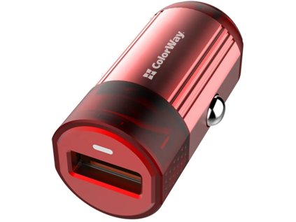 colorway nabijecka do auta 1x usb 18w qc3 0 cervena ien360019