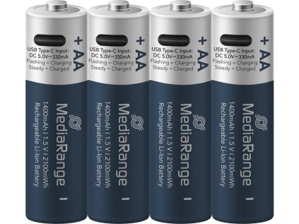 mediarange nabijeci usb c li ion baterie mignon aa 1 5v 1400 mah 4ks ien542505