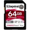 kingston sdxc 64gb canvas react plus uhs ii v90 cteni zapis 300 260mb s ien439738