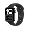 apple watch series 10 gps cellular 42mm jet black aluminium case with black sport band m l mwx73qc a ien529657