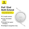 navijeci kabel baseus free2pull usb c lightning s nastavitelnou delkou az 1m 20w bily obr galerie big ies91122679