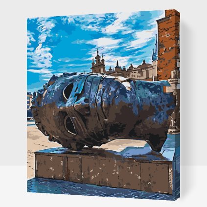 Paint by Number - Bronze statue head Eros Bendato, Krakow