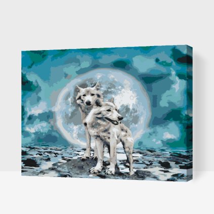 Paint by Number - White Wolves at the Full Moon
