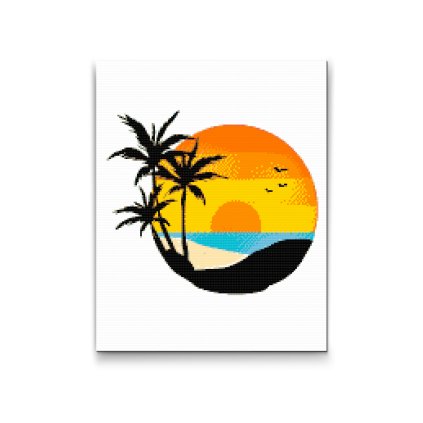 Diamond Painting - Beach, Palms, Sunset