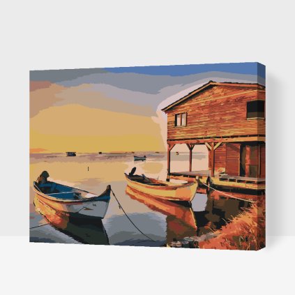 Paint by Number - Boats and Wooden House