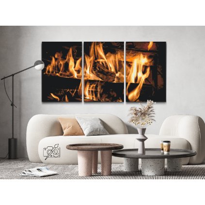Paint by Number - Fire in the Fireplace (set of 3)