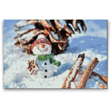 Diamantové malování - Usmívající se sněhulák