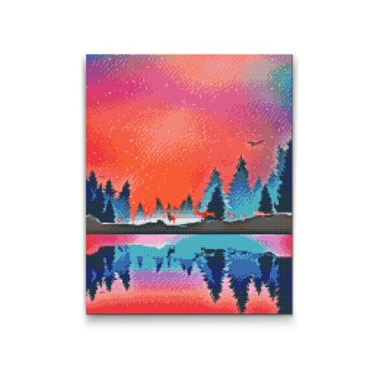 Diamantové malování - Zimní krajina 2