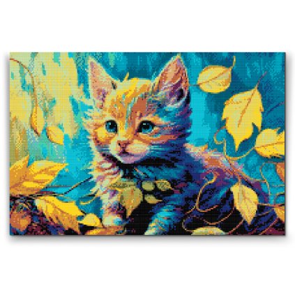 Diamond Painting - Kitten amongst the Leaves