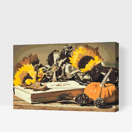 Paint by Number - Pumpkin and Sunflowers