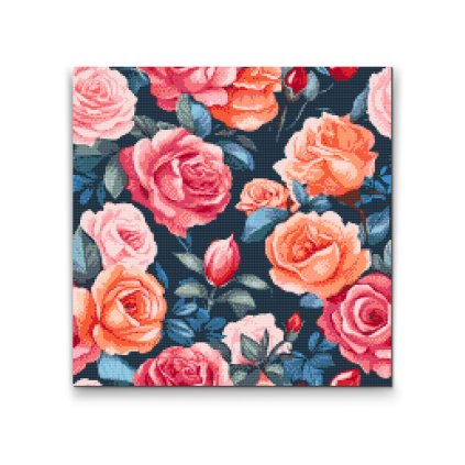 Diamantové malování - Květinové pozadí - Růže