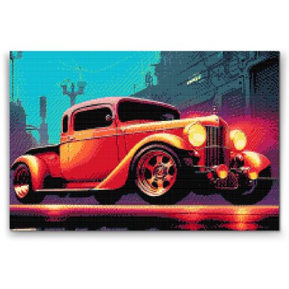 Diamantové malování - Retro červené autíčko