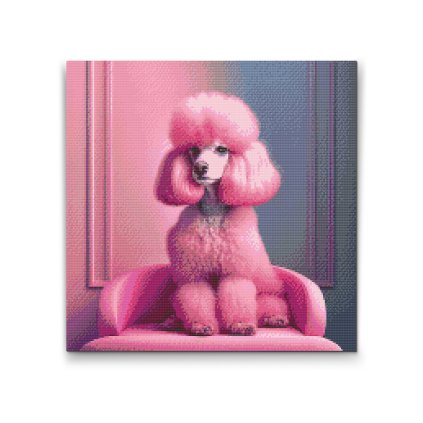 Diamantové malování - Růžový pudl