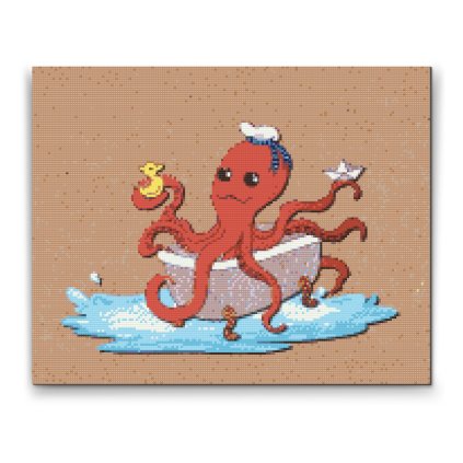 Diamantové malování - Chobotnice ve vaně