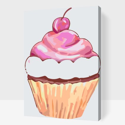 Malování podle čísel - Muffin s třešní