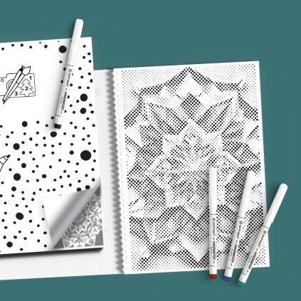 Cahier de pointillage - Mandala (Variante 3 couleurs (noir, bleu, doré))