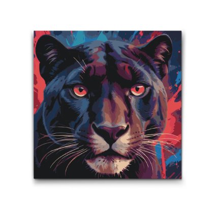 M2_Painting_by_Numbers_-_Panther_in_shades_of_red_and_blue