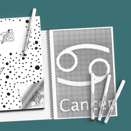 Cahier de pointillage - Signes du zodiaque (Variante 3 couleurs (noir, bleu, doré))