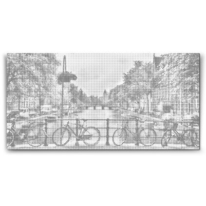 Pointillage - Vue depuis le pont à Amsterdam - Pays-Bas
