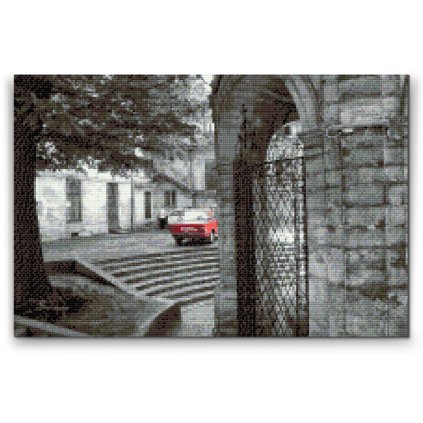 Diamond Painting - Red Car in Grey Alley
