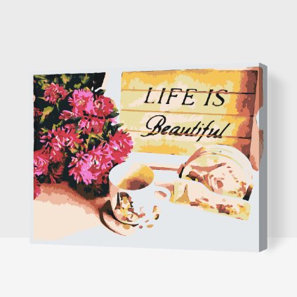 Paint by Number - Flowers and Cup of Coffee