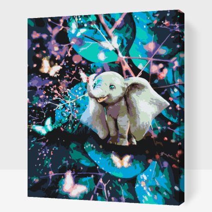 Paint by Number - Elephant in the Realm of Butterflies