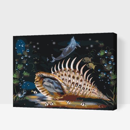Paint by Number - Dolphin in a Big Shell