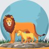 Paint by Number - Lion with Cub