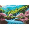 Diamond Painting - Blooming Trees near the Waterfall
