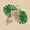 Diamantové malování - Malý leopard a monstera
