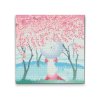 Diamantové malování - Žena v třešňovém sadu (Rámování Na dřevěné desce, Velikost 50x50cm)