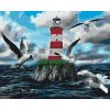 Paint by Number - White-Red Lighthouse and Seagulls