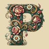 M11_Painting_by_Numbers_-_Letter_P_-_Floral_Pattern