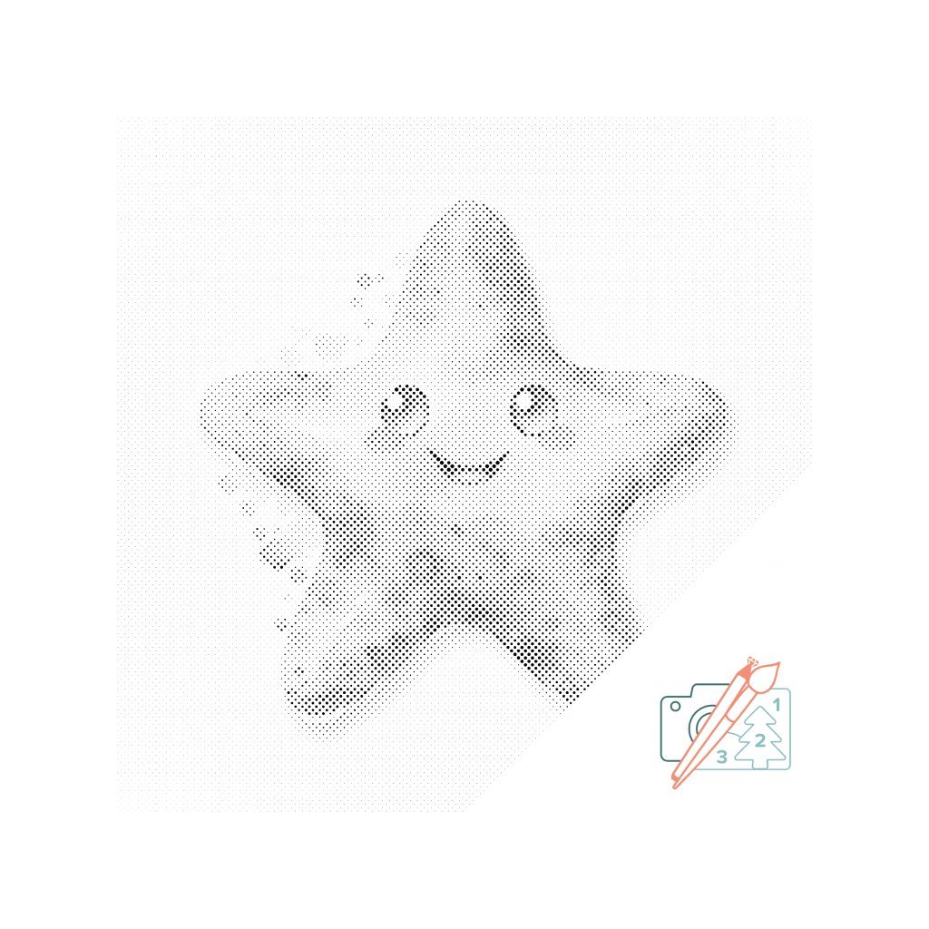 Dotting points - Happy starfish (Color Red, Frame On a plastic board, Size 80x80cm (32'' x 32''))