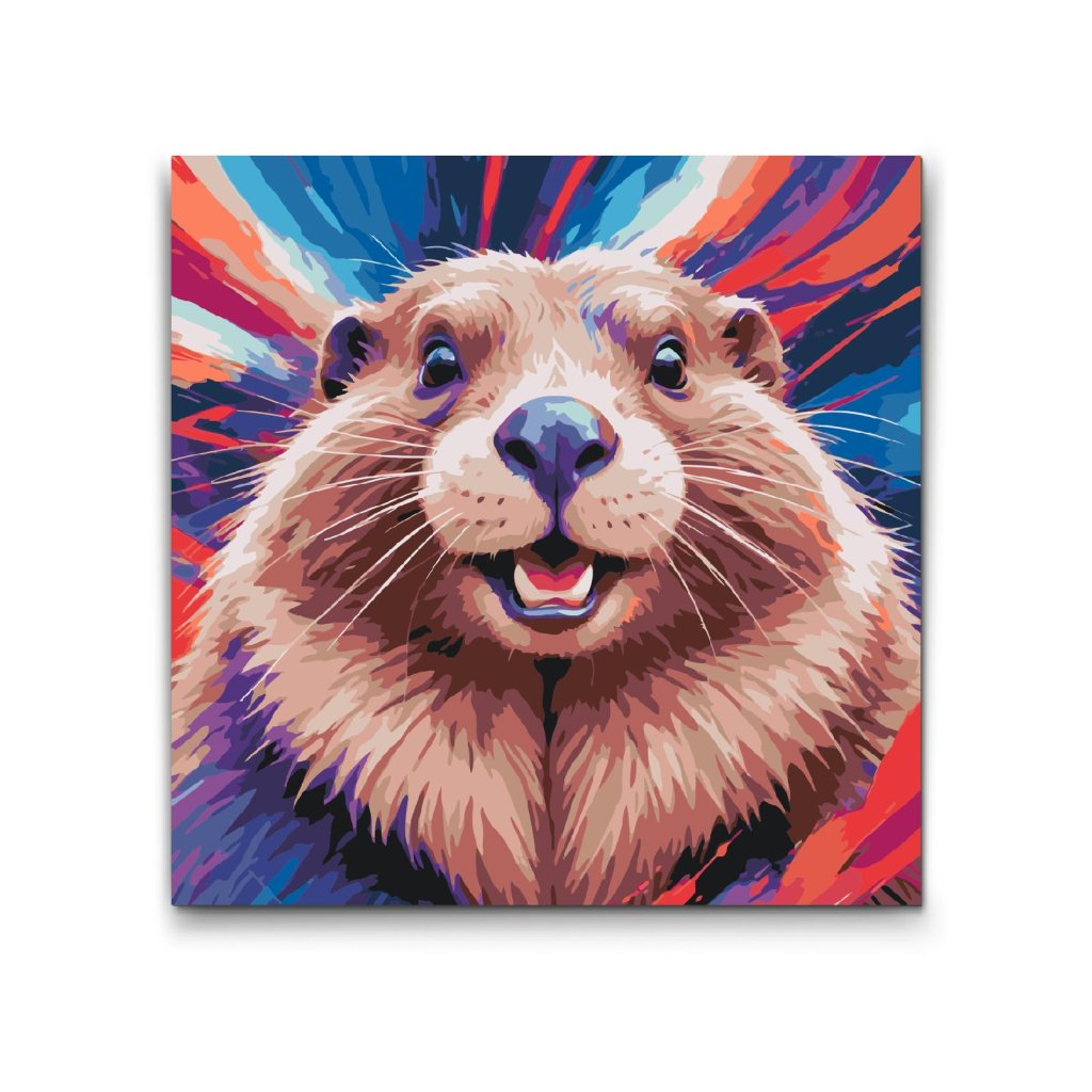 M2_Painting_by_Numbers_-_Beaver_in_shades_of_red_and_blue