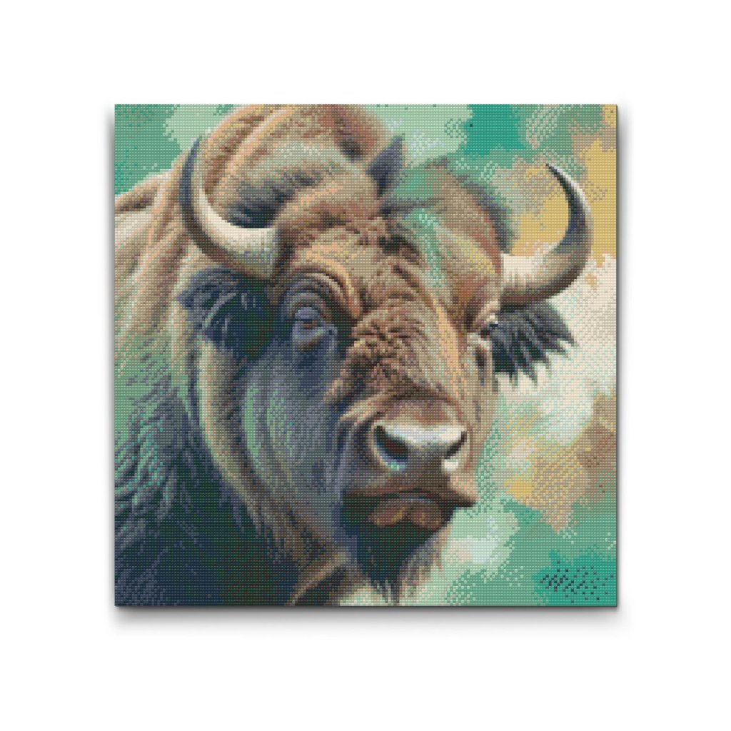 M2_Diamond_Paintings_-_Bison_in_shades_of_muted_green