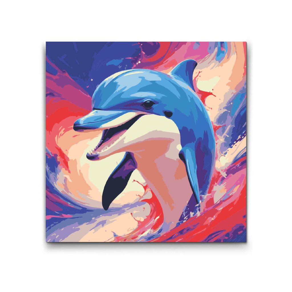 M2_Painting_by_Numbers_-_Dolphin_in_shades_of_red_and_blue