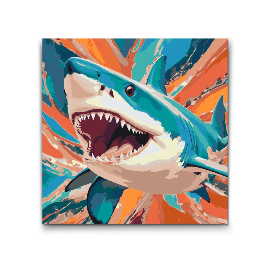 M2_Painting_by_Numbers_-_Shark_in_shades_of_turquoise_and_orange