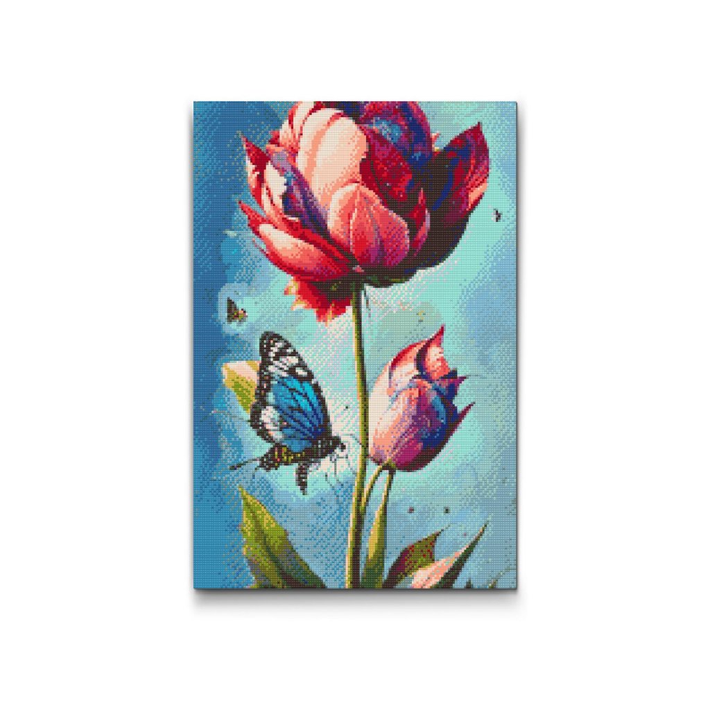 M2_Diamond_Paintings_-_A_blue_butterfly_and_colourful_tulip