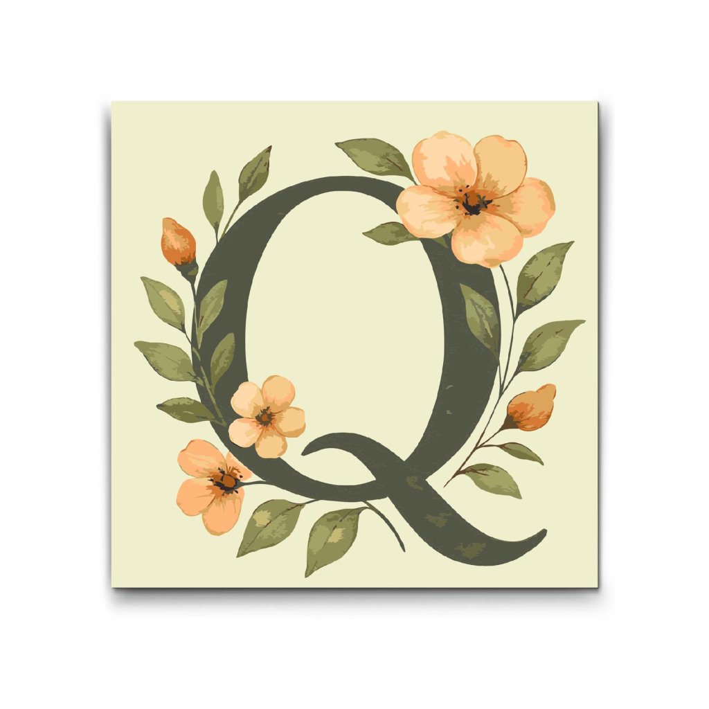 M2_Painting_by_Numbers_-_Letter_Q_-_Floral_Pattern