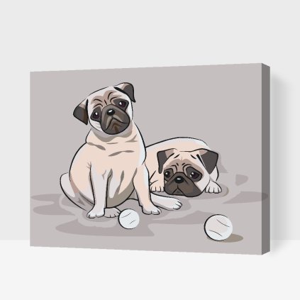 Paint by Number - Pugs with little balls