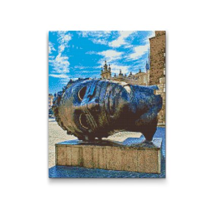 Diamond Painting - Bronze statue head Eros Bendato, Krakow