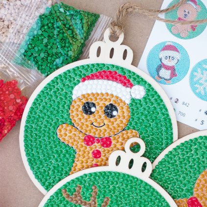 Diamond Decoration - Christmas Decoration (6pcs stickers, 3pcs wood)