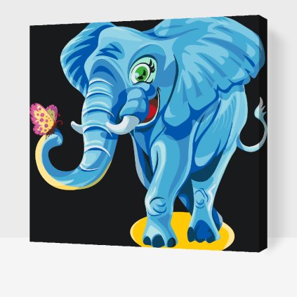 Paint by Number - Cheerful Elephant with a Butterfly